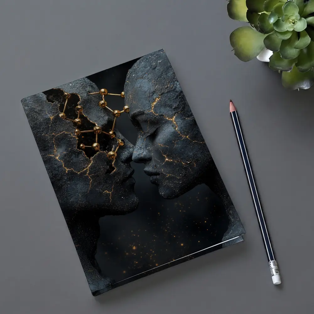 Two Stone Faces Gold Constellation Dark – Notebooks