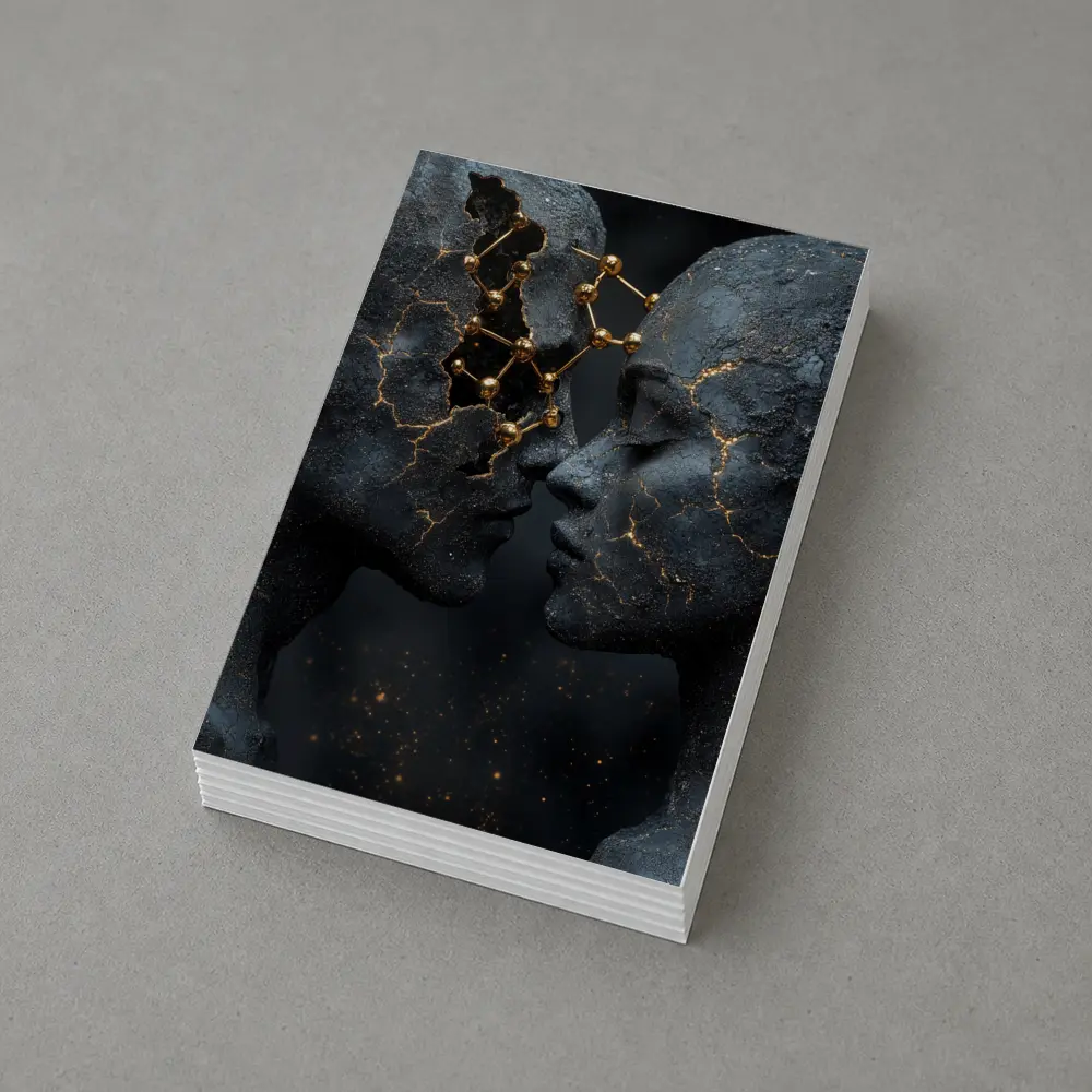Two Stone Faces Gold Constellation Dark – Postcards