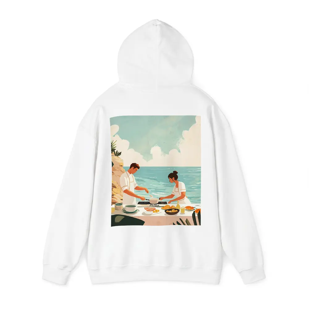Couple Cooking Together By The Ocean – Hoodies