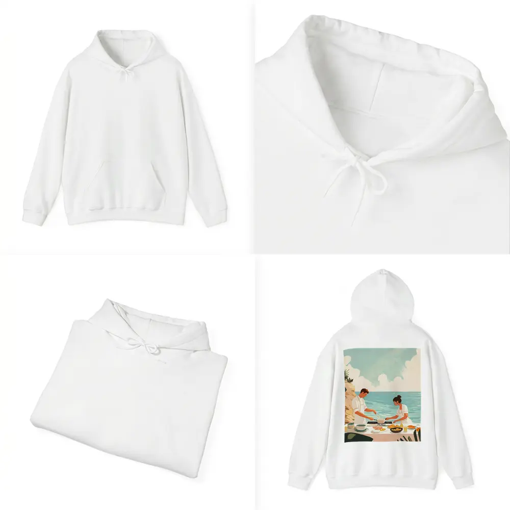 Couple Cooking Together By The Ocean – Hoodies