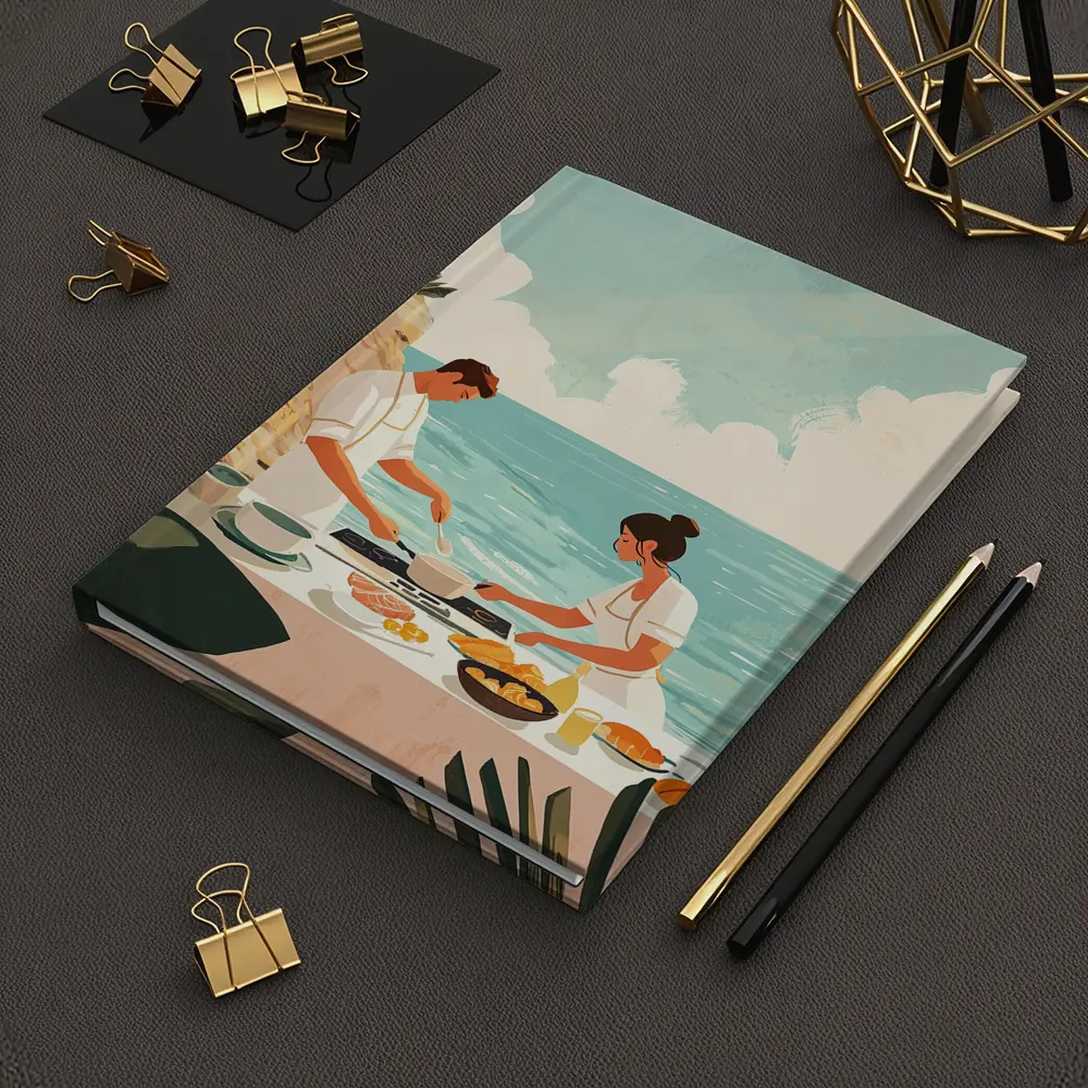 Couple Cooking Together By The Ocean – Notebooks