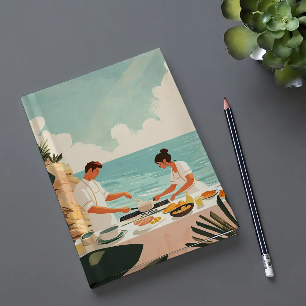 Couple Cooking Together By The Ocean – Notebooks