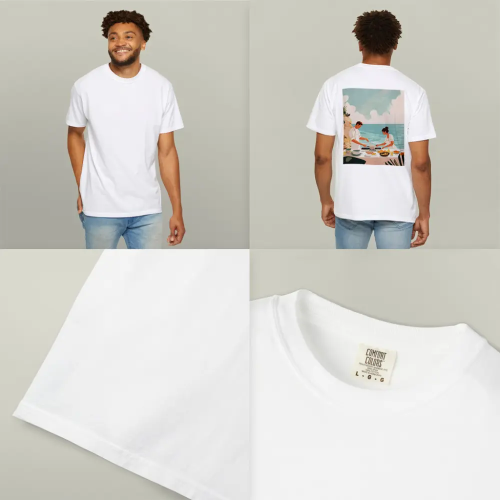 Couple Cooking Together By The Ocean – T-Shirts