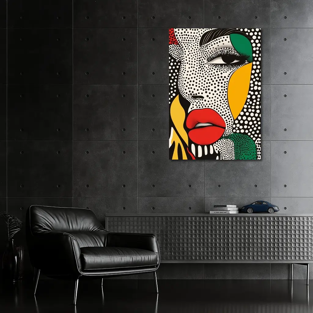 Pop Art Woman Face Bold Primary Colors – Wall Art