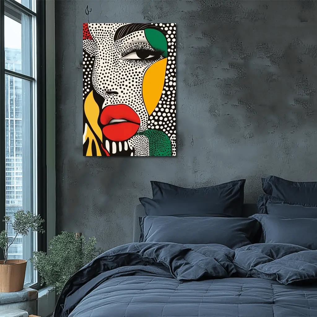 Pop Art Woman Face Bold Primary Colors – Wall Art