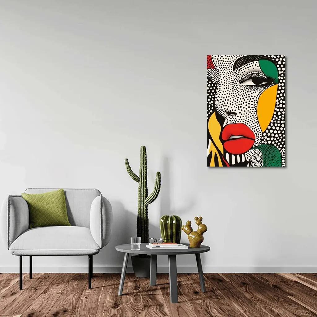 Pop Art Woman Face Bold Primary Colors – Wall Art