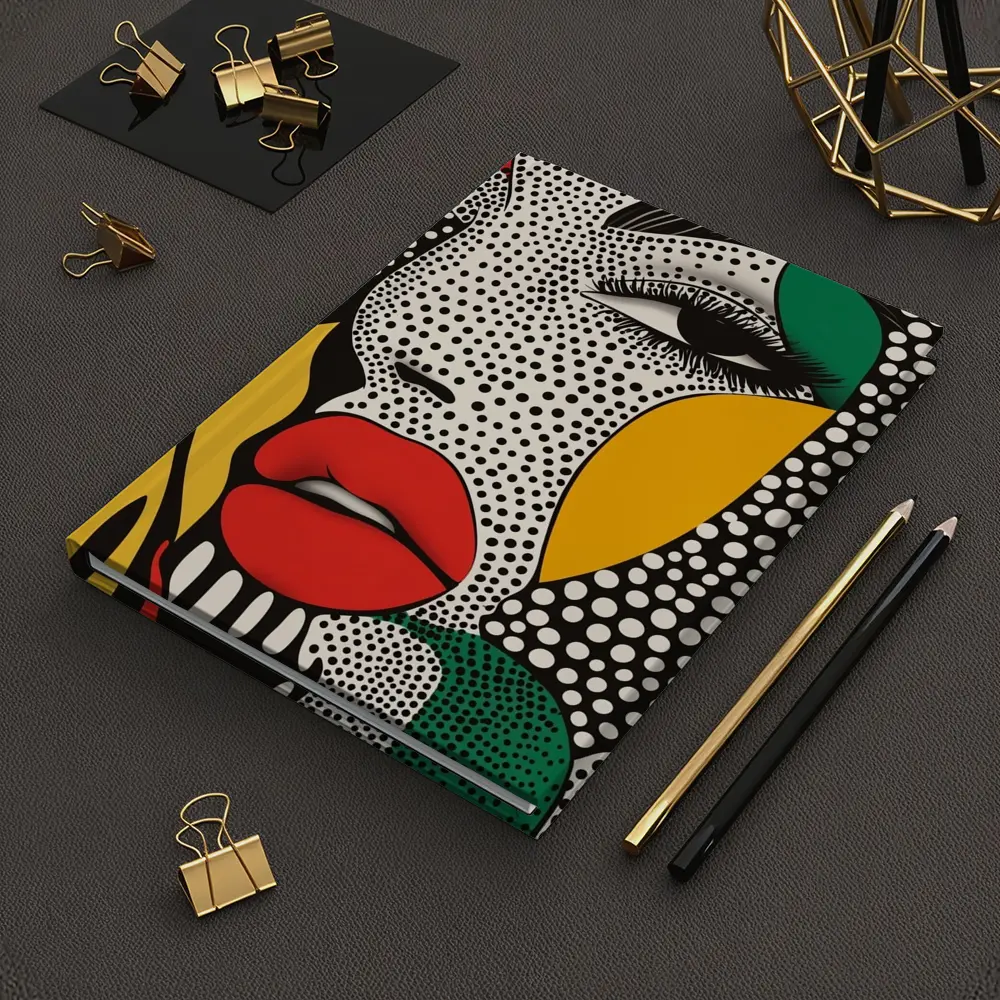 Pop Art Woman Face Bold Primary Colors – Notebooks