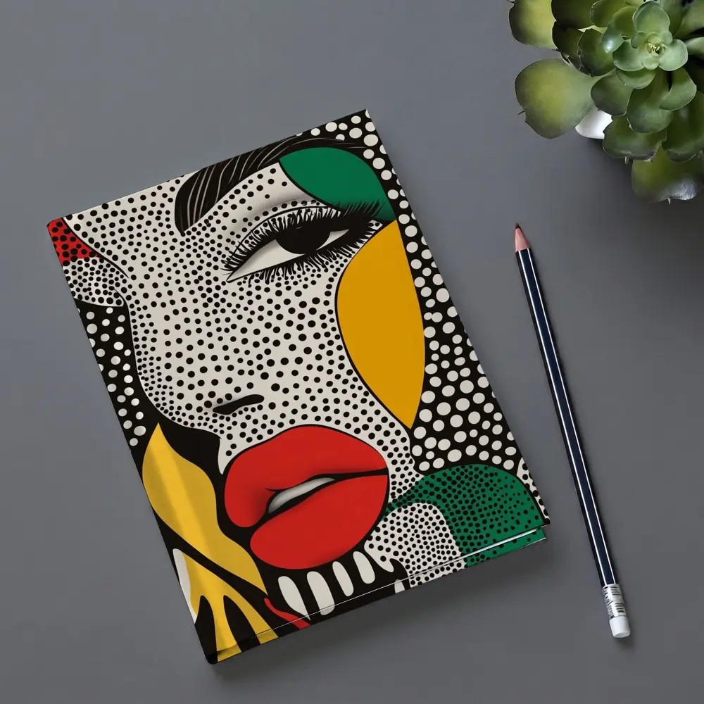 Pop Art Woman Face Bold Primary Colors – Notebooks