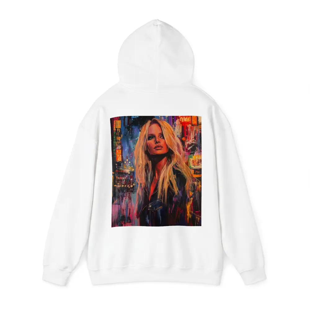 Blonde Woman Neon City Night Oil Painting – Hoodies