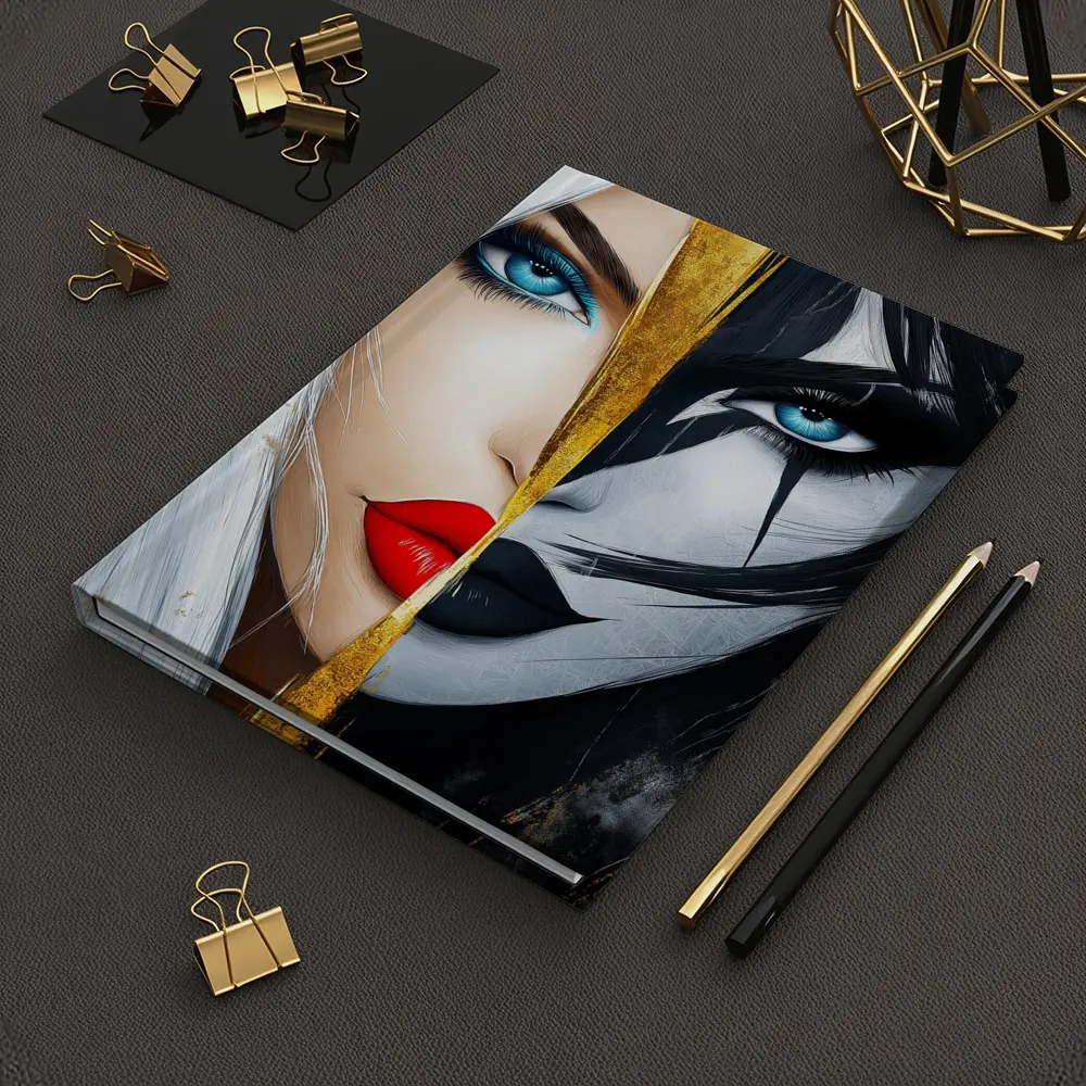 Dual Face Woman Light Dark Gold Split – Notebooks