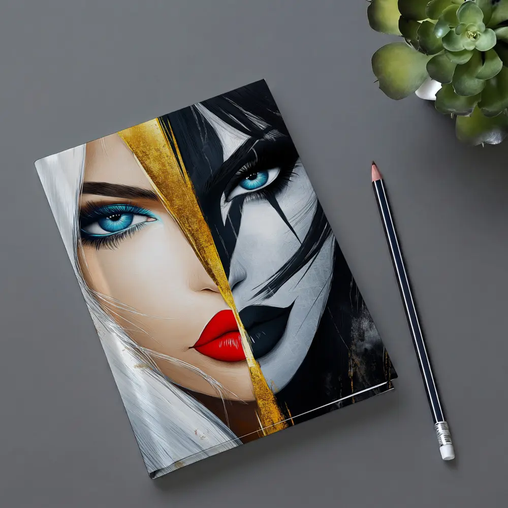 Dual Face Woman Light Dark Gold Split – Notebooks