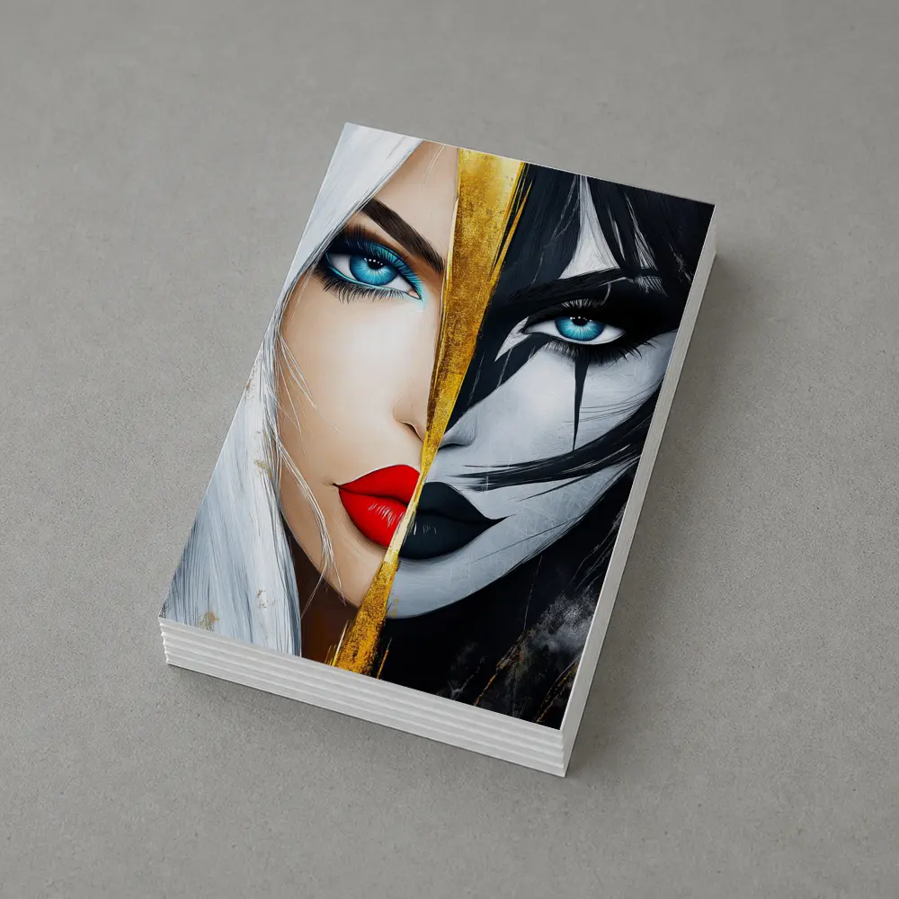 Dual Face Woman Light Dark Gold Split – Postcards