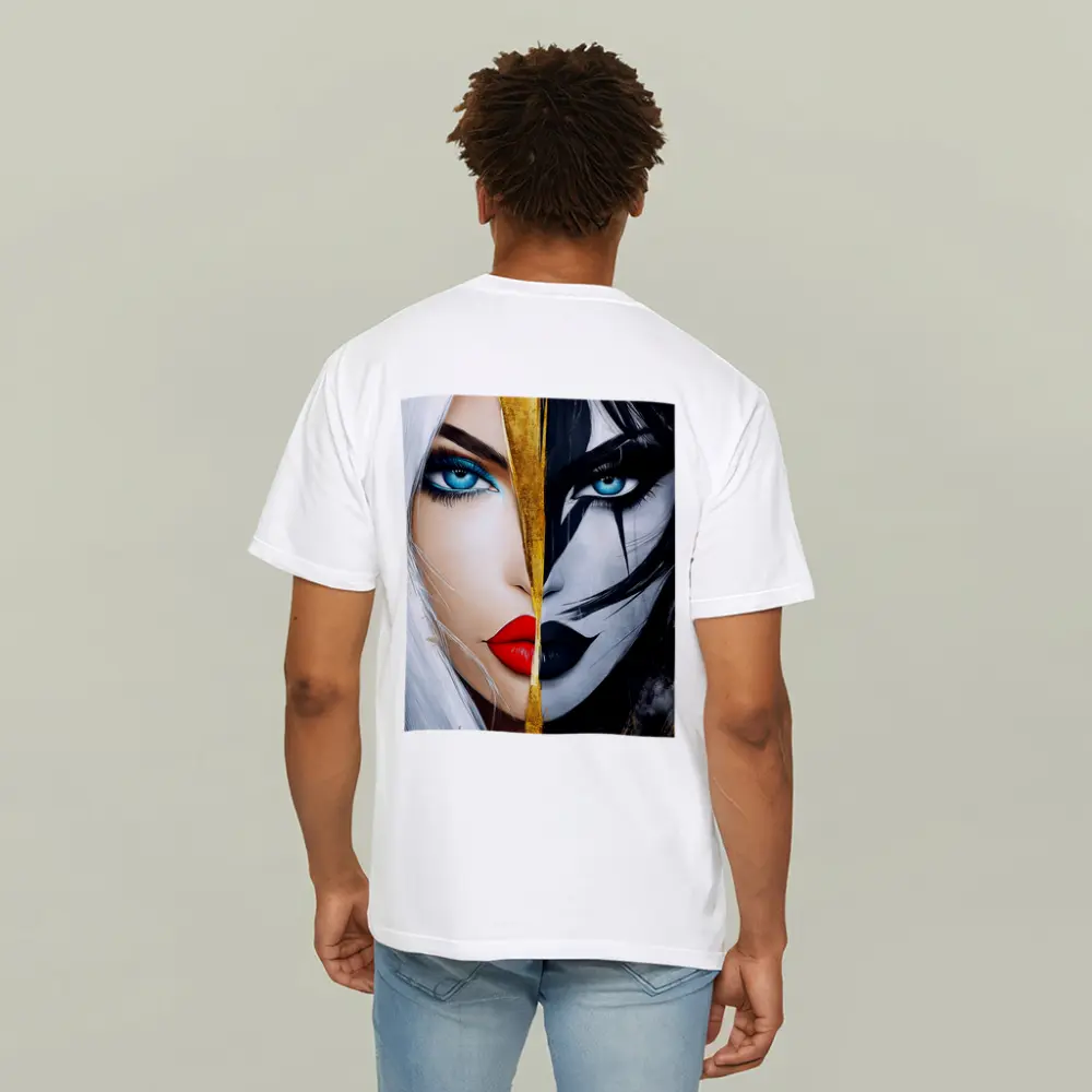 Dual Face Woman Light Dark Gold Split – T-Shirts