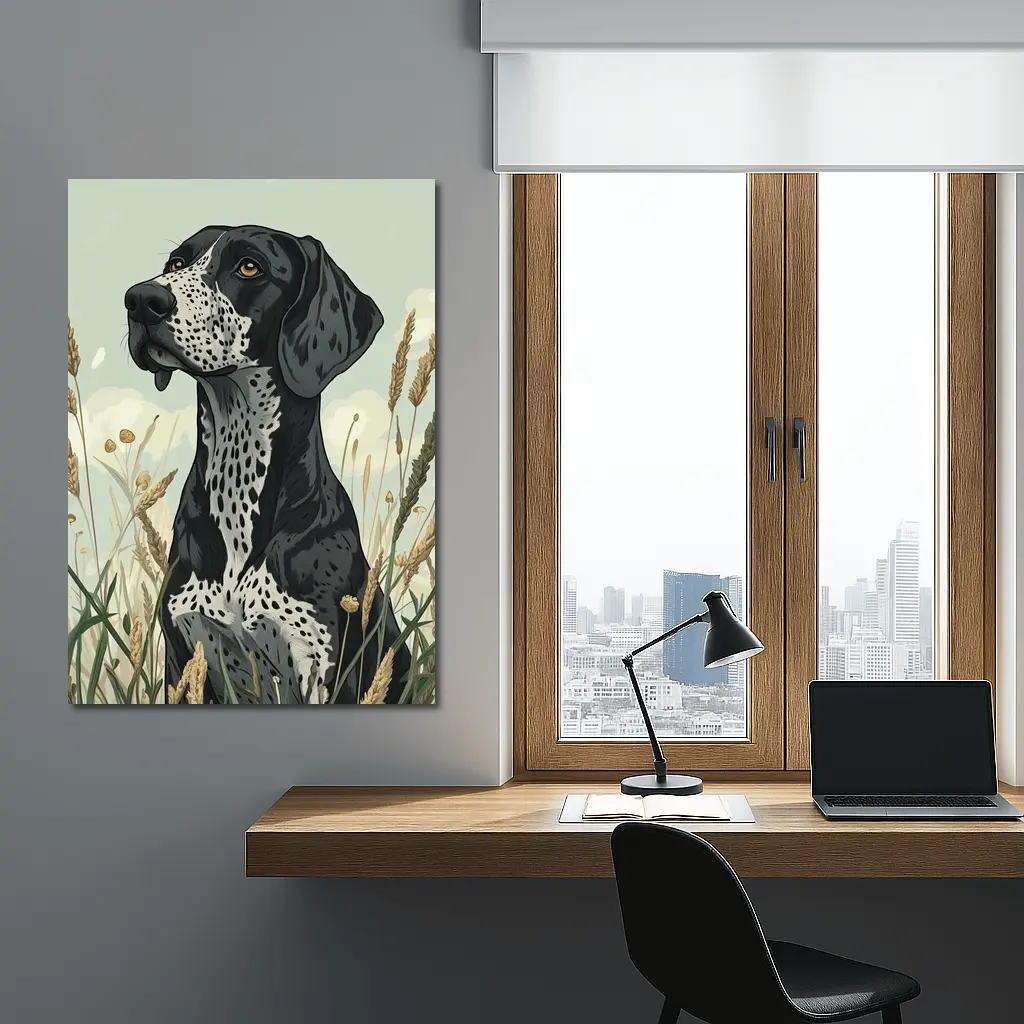 German Shorthaired Pointer Dog Wild Grass Field – Wall Art