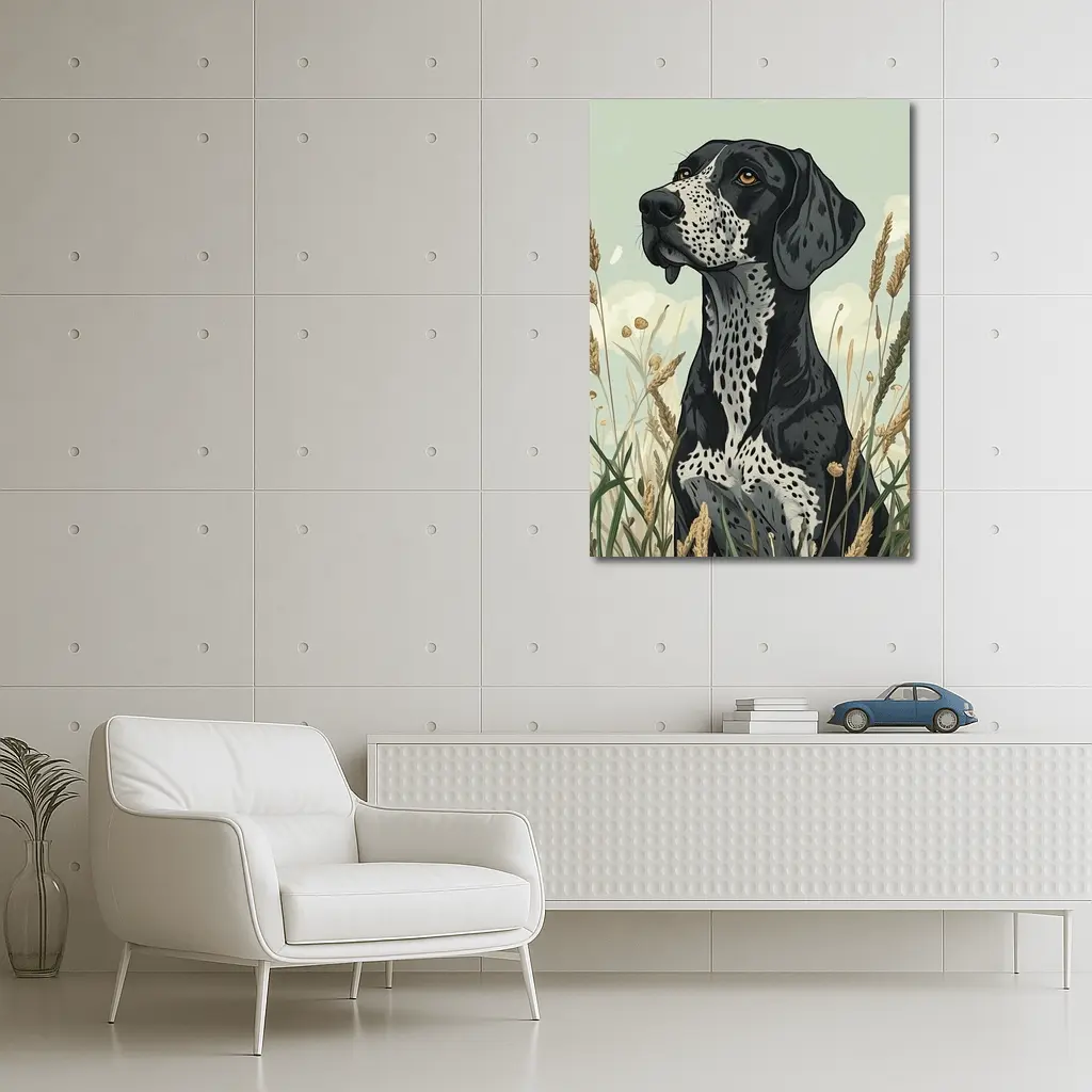 German Shorthaired Pointer Dog Wild Grass Field – Wall Art