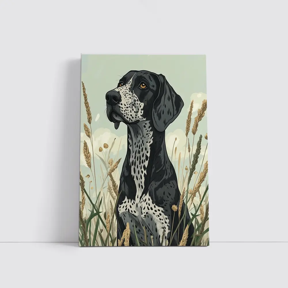 German Shorthaired Pointer Dog Wild Grass Field – Wall Art