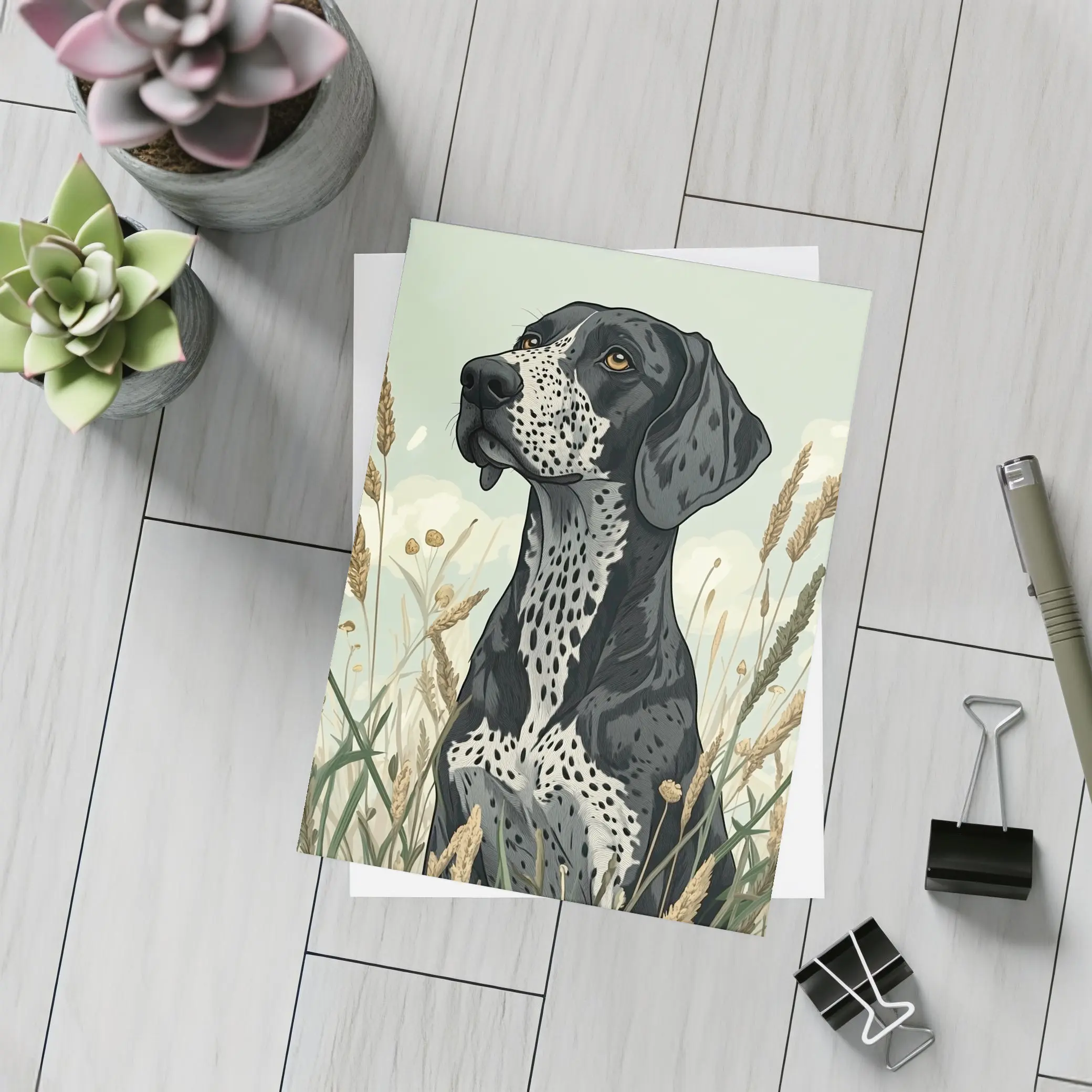 German Shorthaired Pointer Dog Wild Grass Field – Postcards