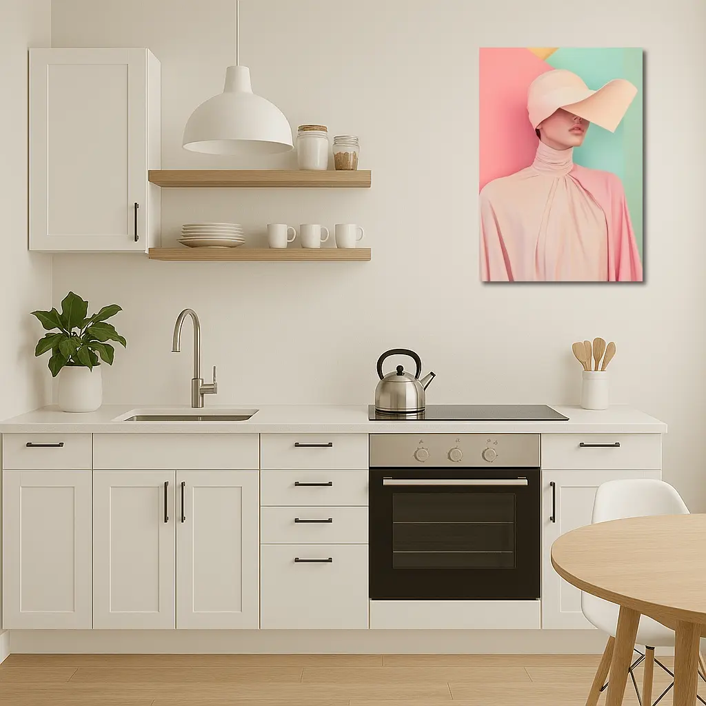 Pastel Pink Fashion Portrait Colorblock Background – Wall Art