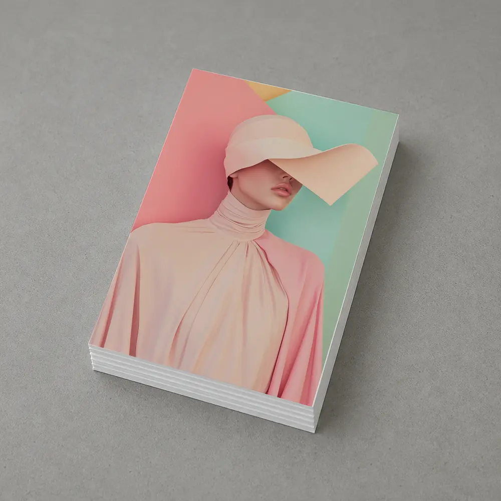 Pastel Pink Fashion Portrait Colorblock Background – Postcards