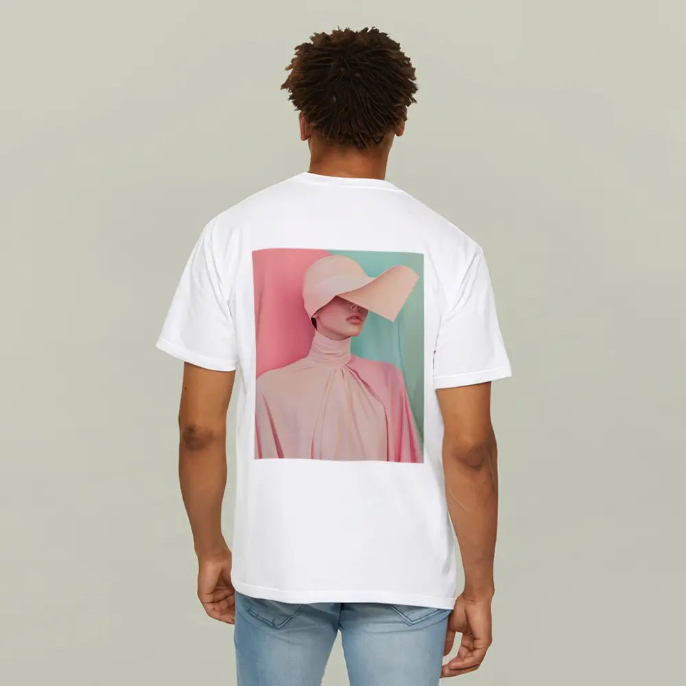 Pastel Pink Fashion Portrait Colorblock Background – T-Shirts