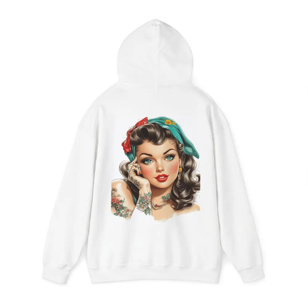 Retro Pin Up Girl With Floral Tattoos – Hoodies
