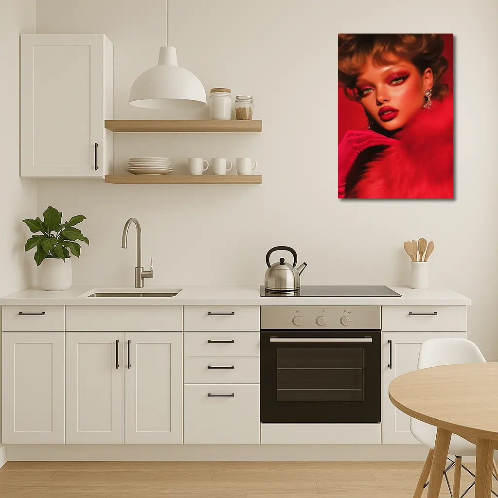 Red Glam Fashion Portrait Bold Makeup – Wall Art