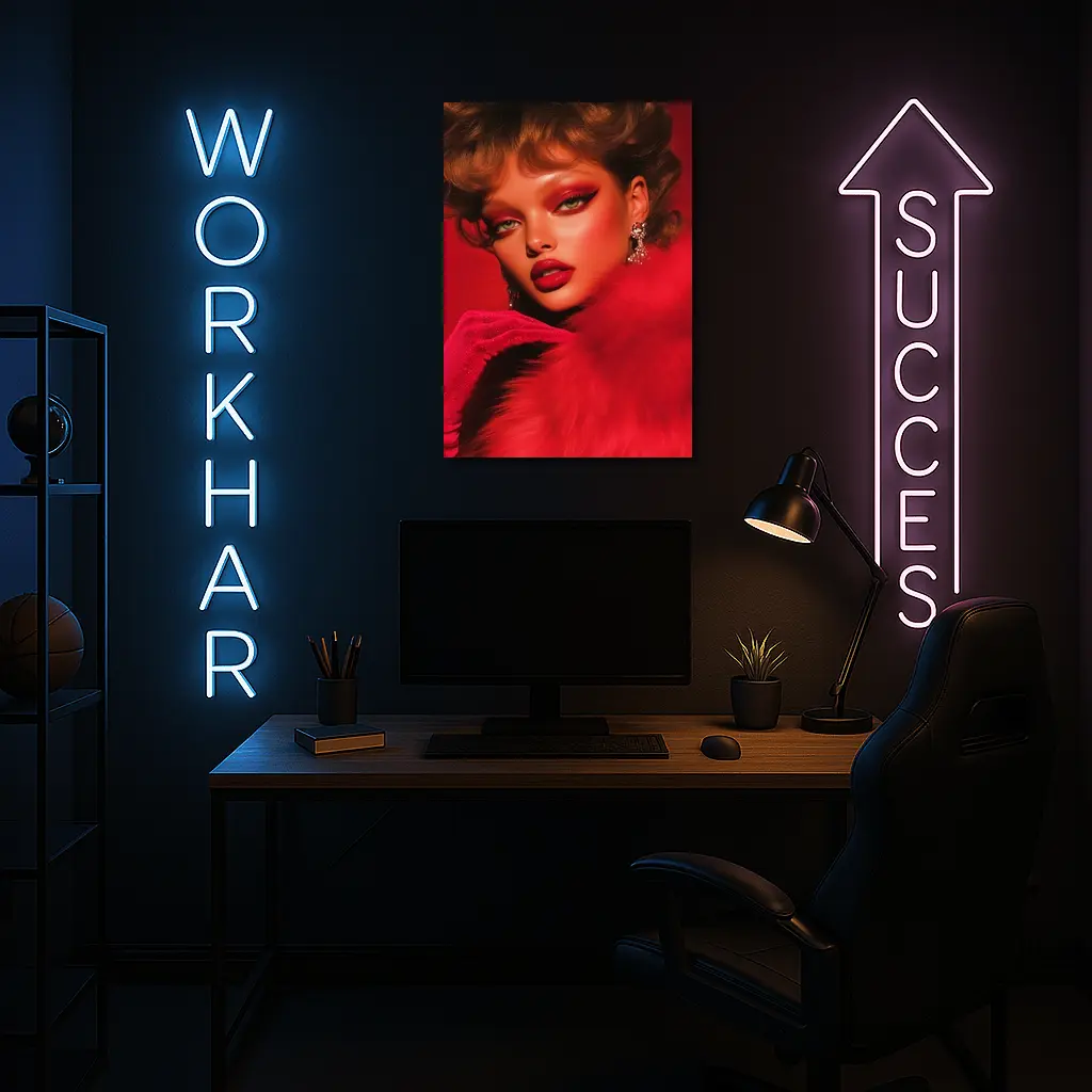 Red Glam Fashion Portrait Bold Makeup – Wall Art