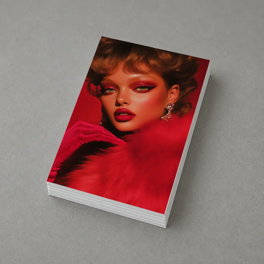 Red Glam Fashion Portrait Bold Makeup – Postcards