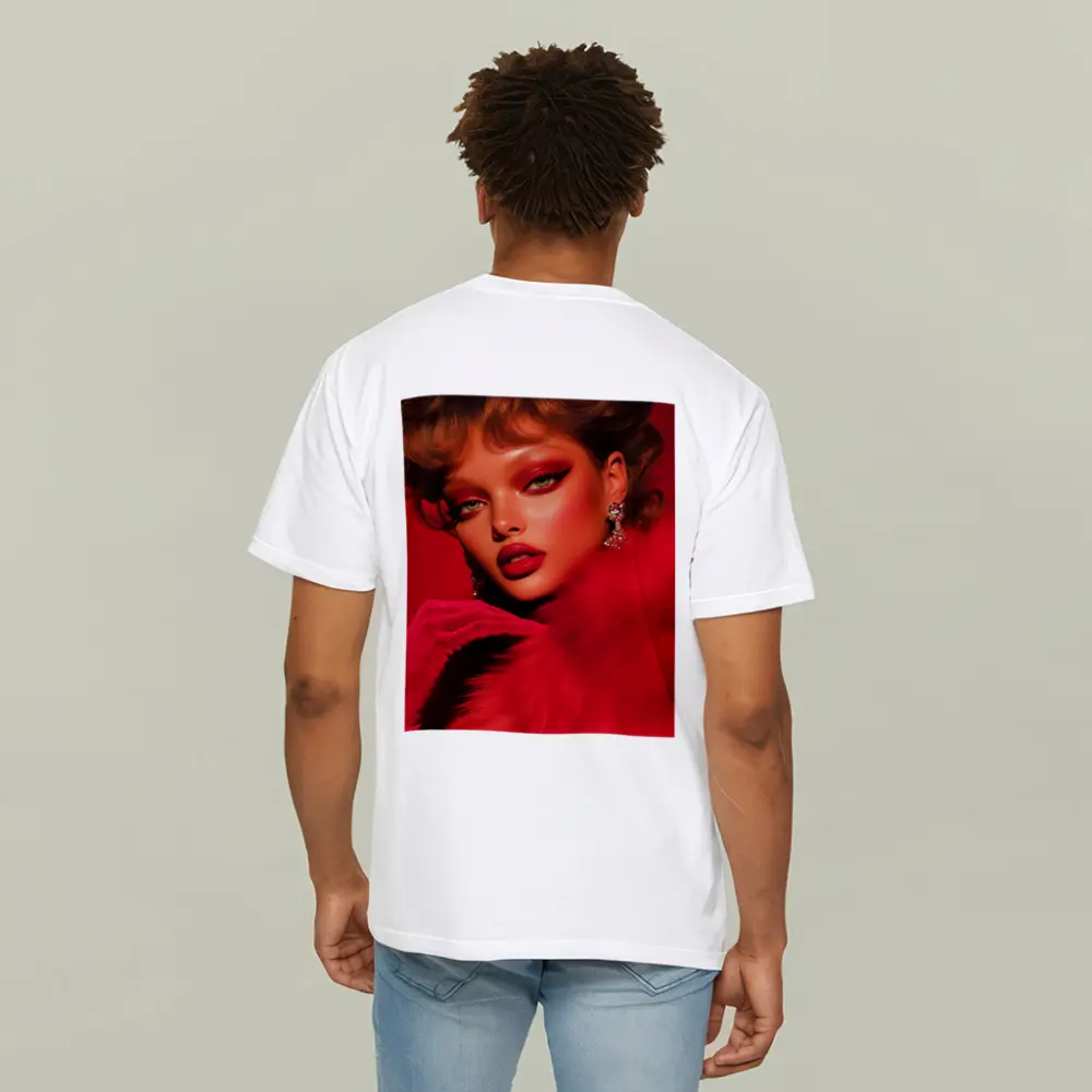Red Glam Fashion Portrait Bold Makeup – T-Shirts