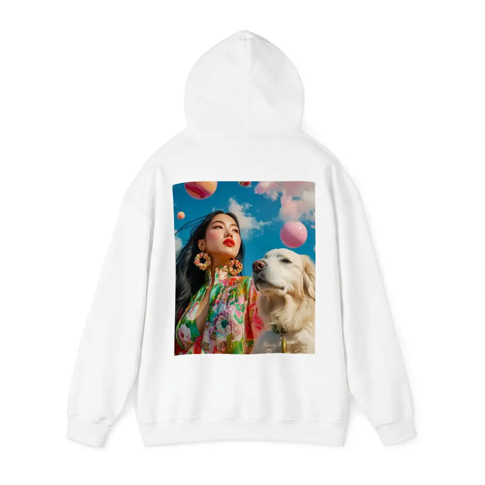 Woman Floral Dress Golden Retriever Sky – Hoodies