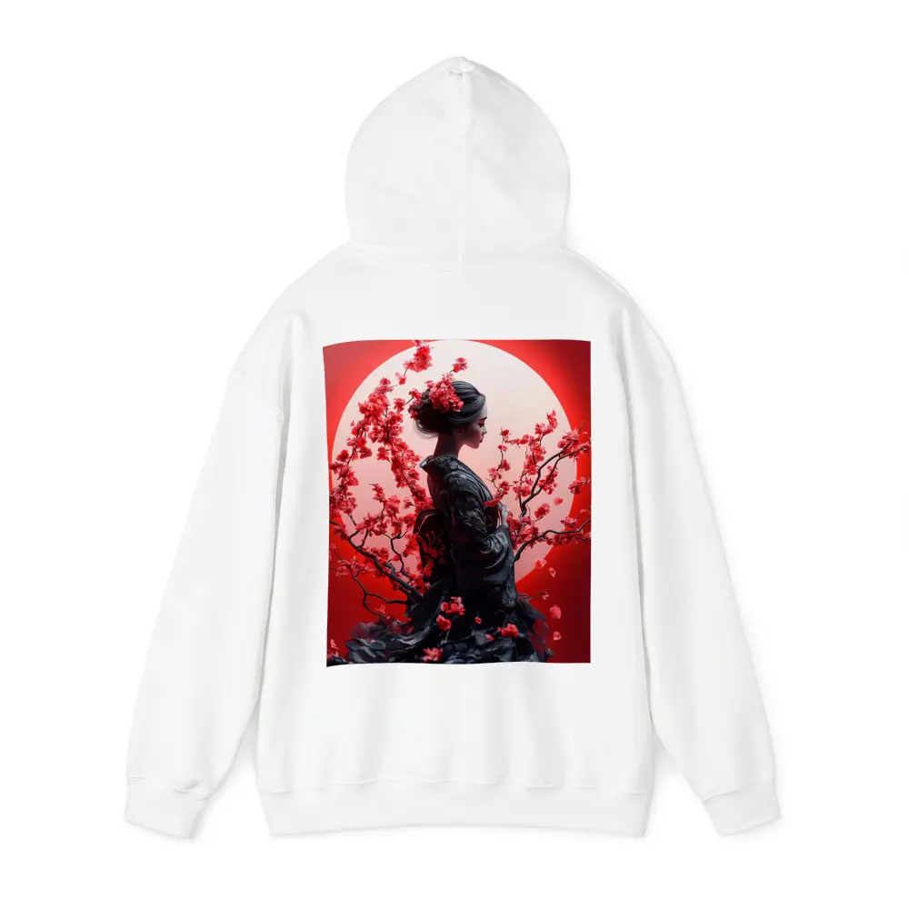 Japanese Geisha Red Cherry Blossoms Moon – Hoodies