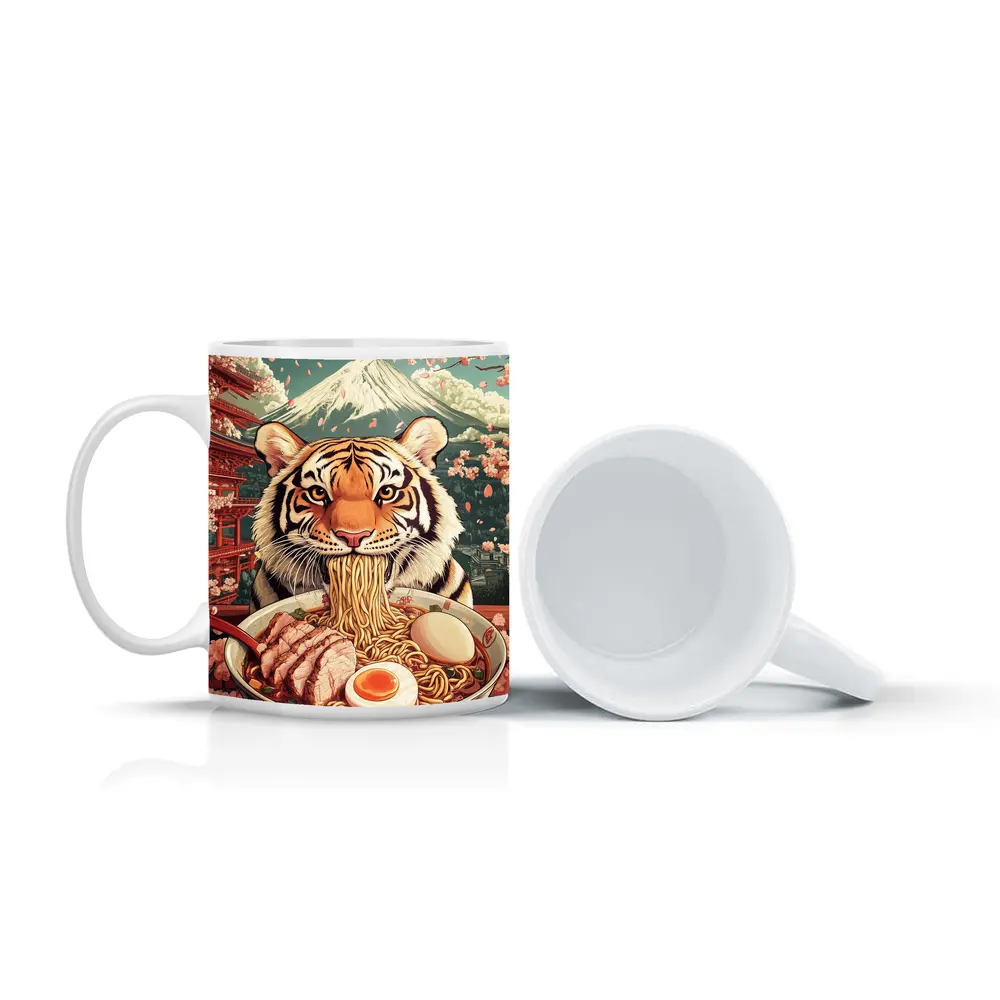 Tiger Eating Ramen Cherry Blossom Japan – Mugs