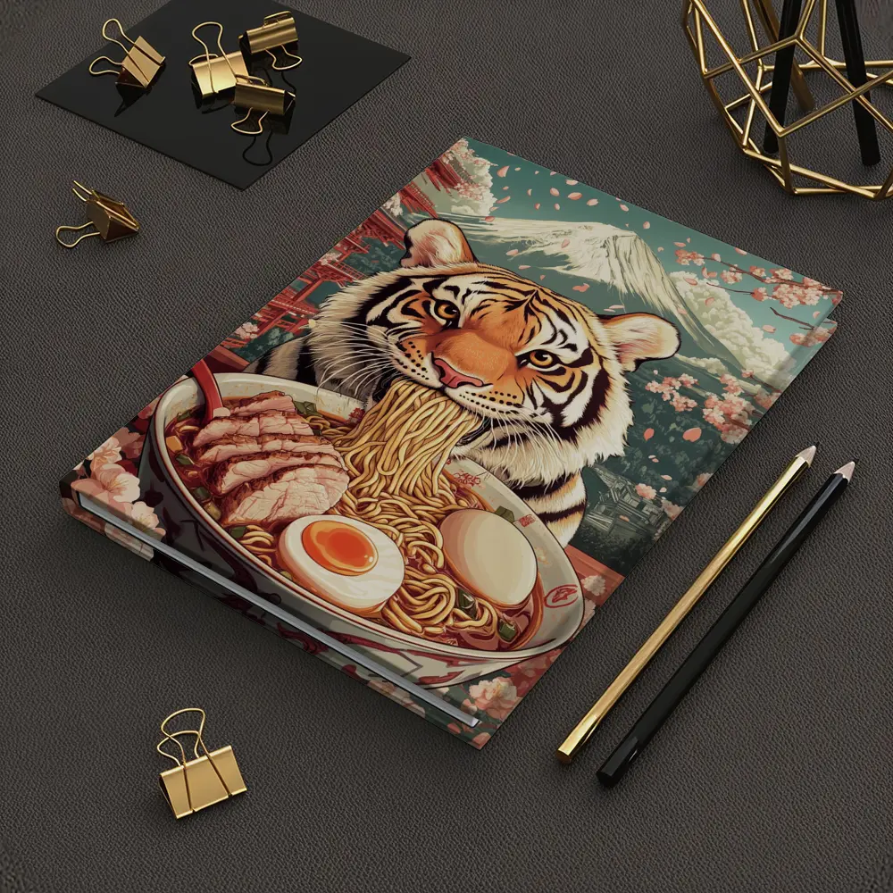 Tiger Eating Ramen Cherry Blossom Japan – Notebooks