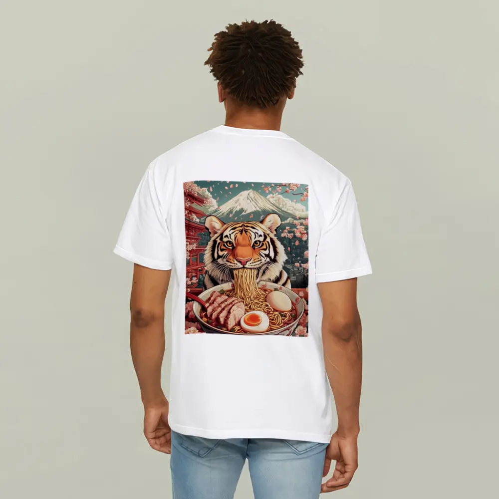 Tiger Eating Ramen Cherry Blossom Japan – T-Shirts