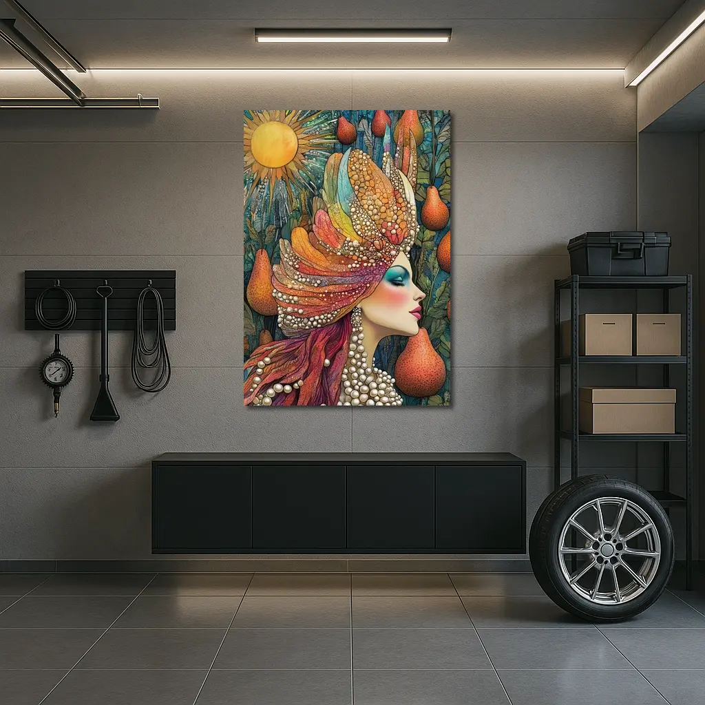 Bohemian Woman Portrait With Pearls Sun – Wall Art