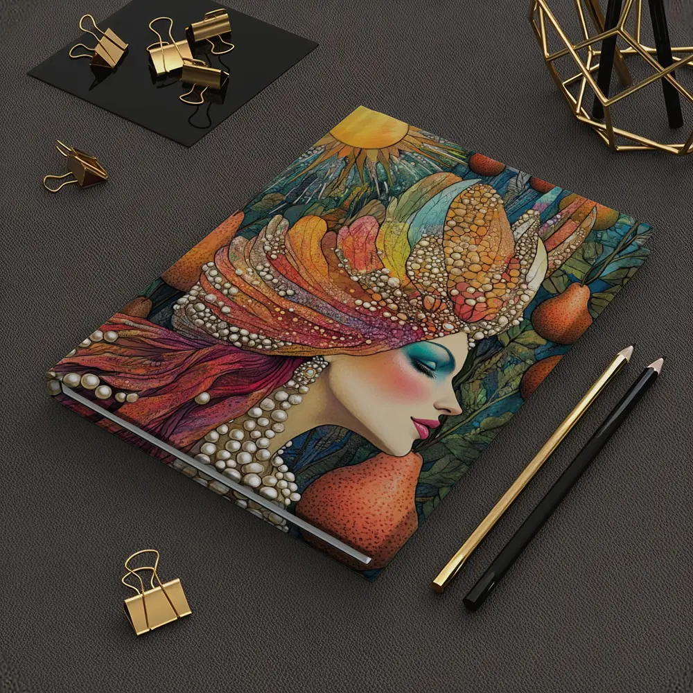 Bohemian Woman Portrait With Pearls Sun – Notebooks