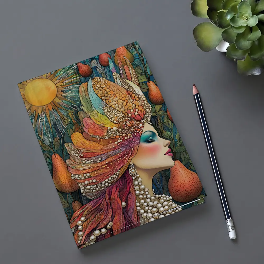 Bohemian Woman Portrait With Pearls Sun – Notebooks