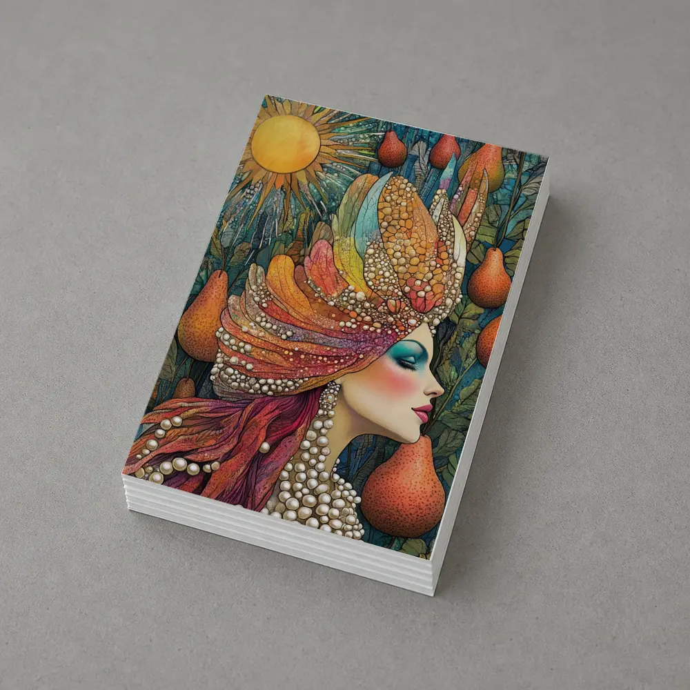 Bohemian Woman Portrait With Pearls Sun – Postcards