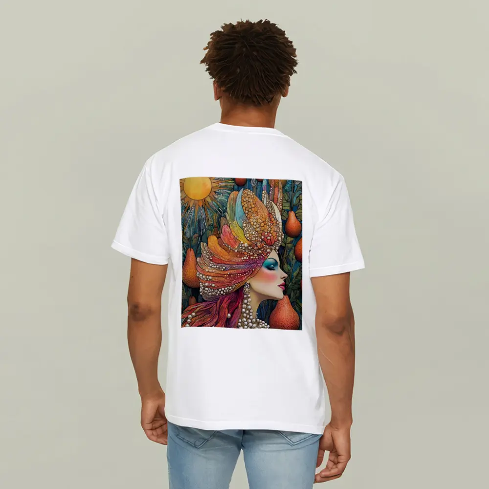 Bohemian Woman Portrait With Pearls Sun – T-Shirts