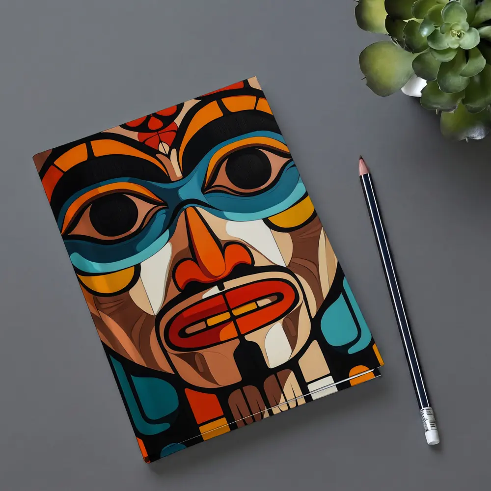 Native Totem Pole Face Bold Geometric Art – Notebooks