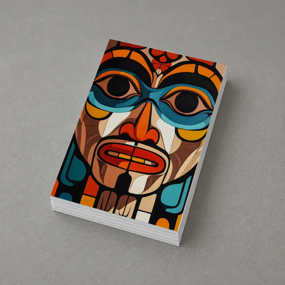 Native Totem Pole Face Bold Geometric Art – Postcards