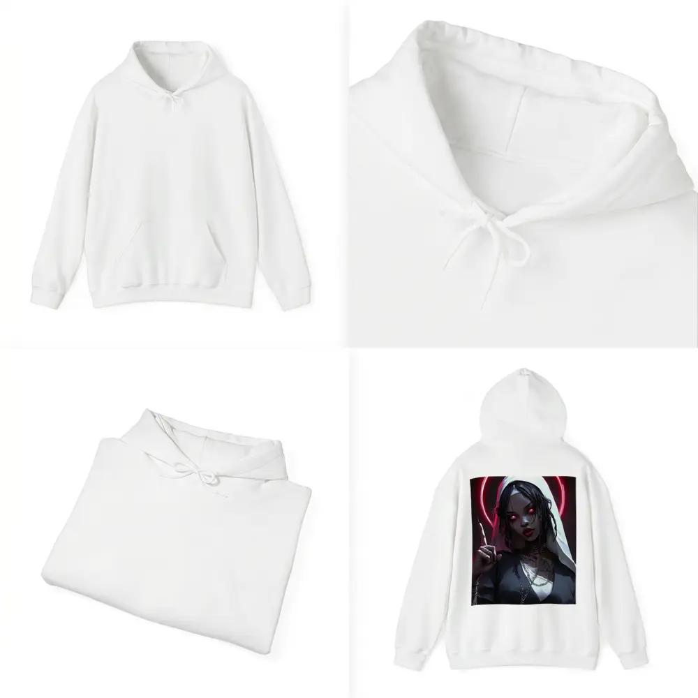 Gothic Anime Nun Dark Neon Halo – Hoodies