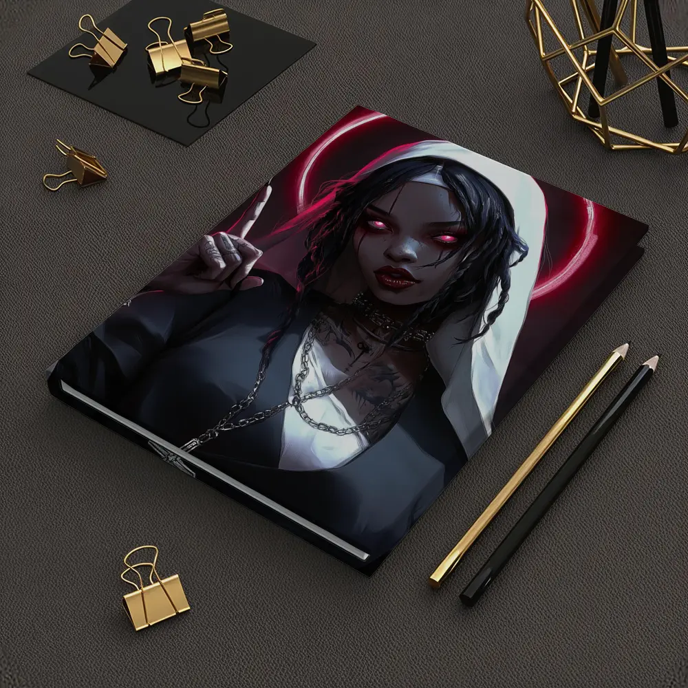 Gothic Anime Nun Dark Neon Halo – Notebooks