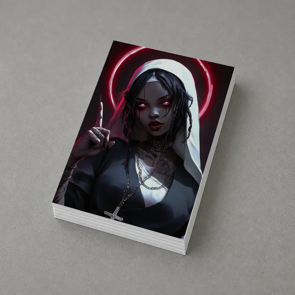 Gothic Anime Nun Dark Neon Halo – Postcards