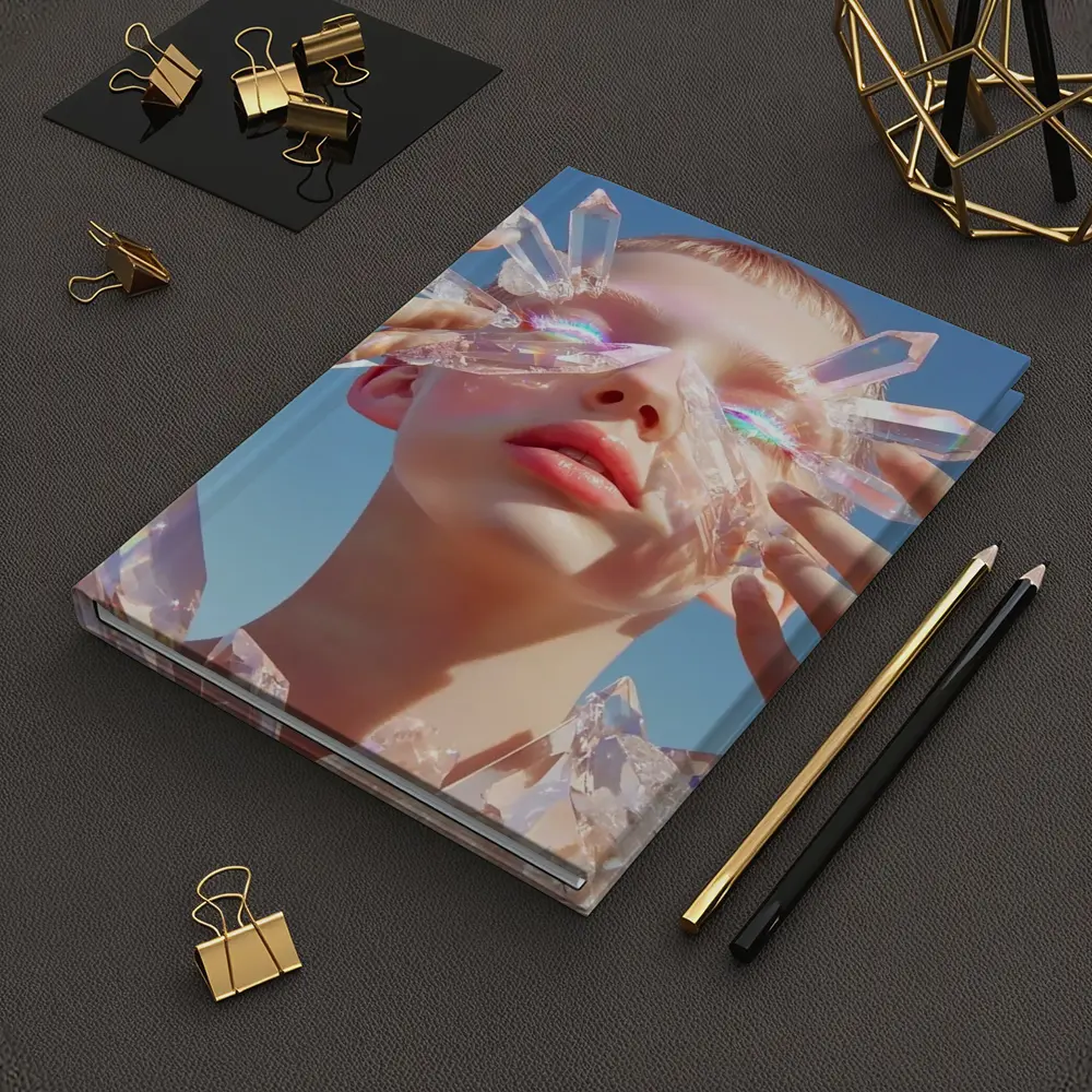 Crystal Woman Portrait Blue Sky Background – Notebooks