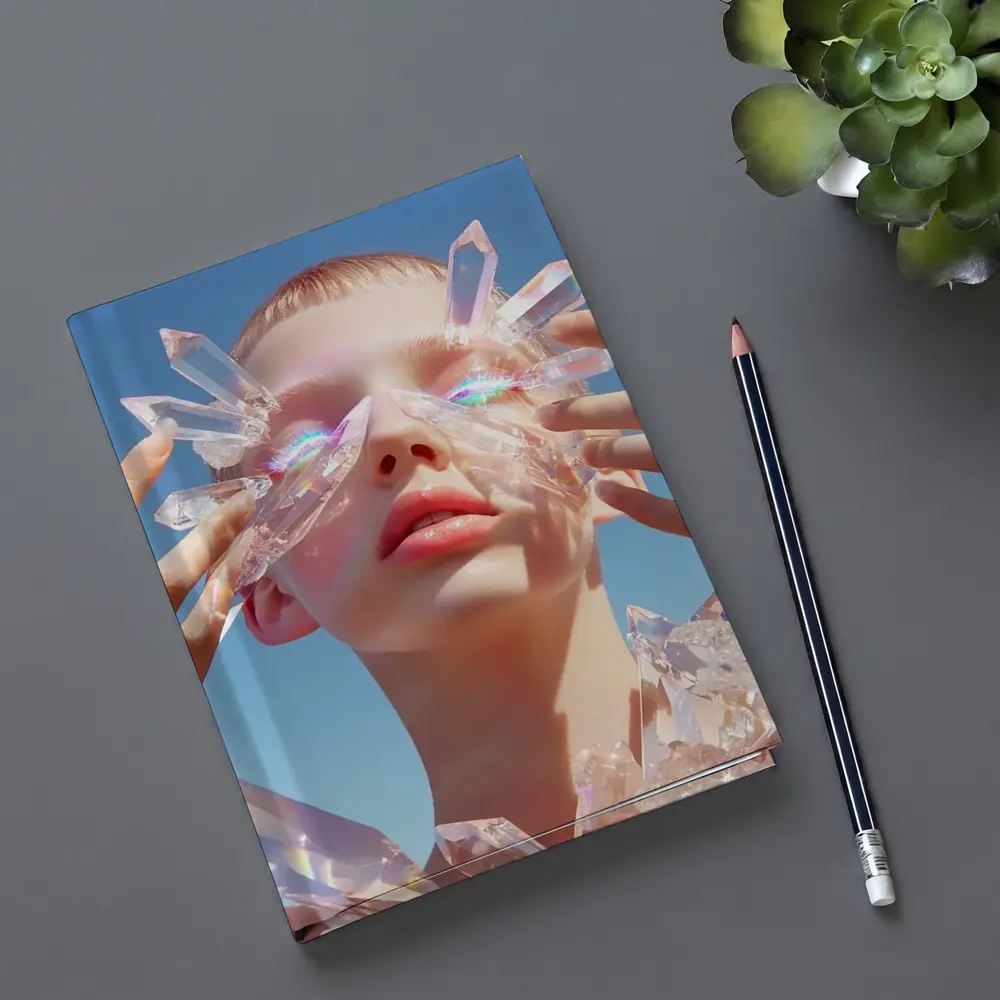 Crystal Woman Portrait Blue Sky Background – Notebooks