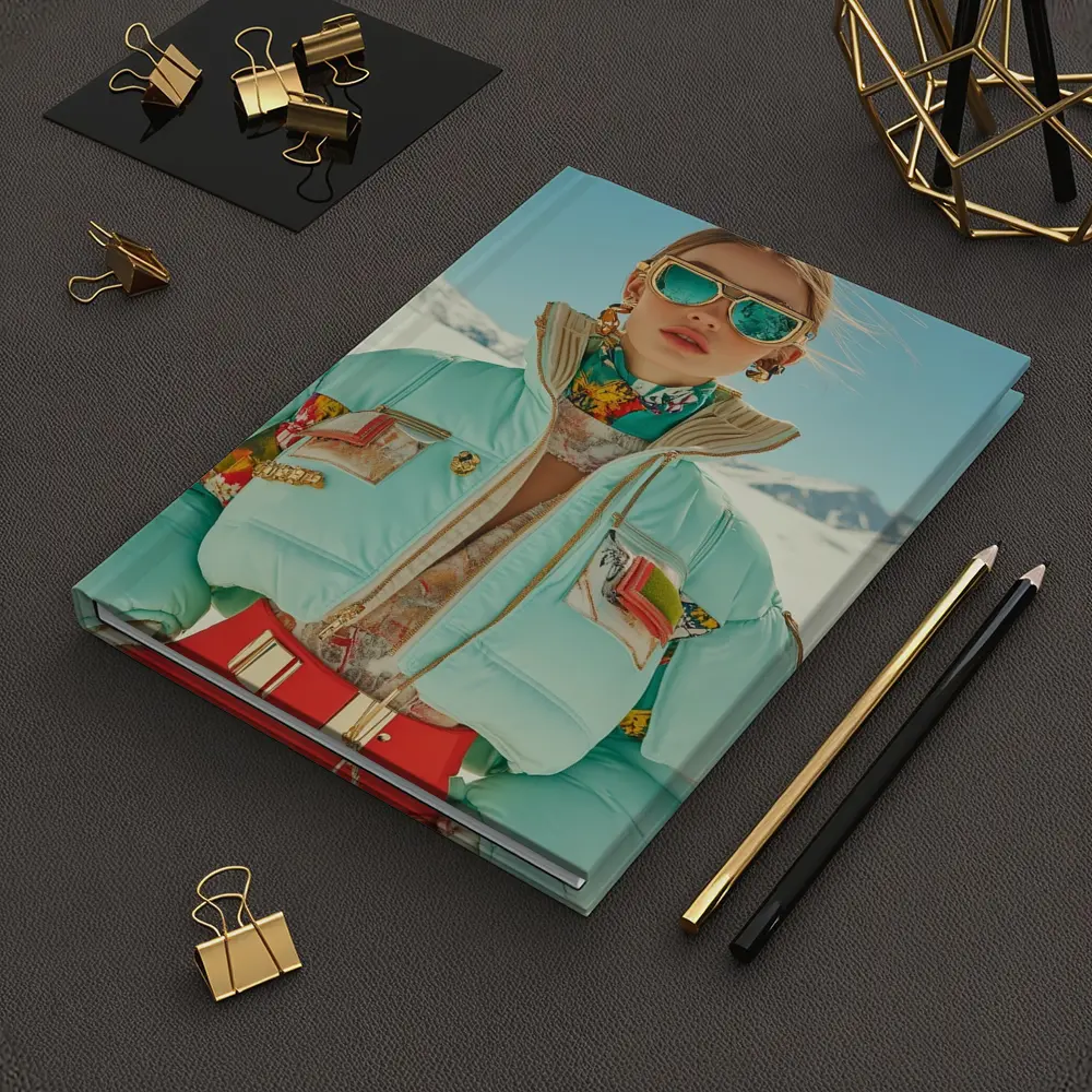 Fashion Woman Mint Puffer Jacket Snow Mountains – Notebooks