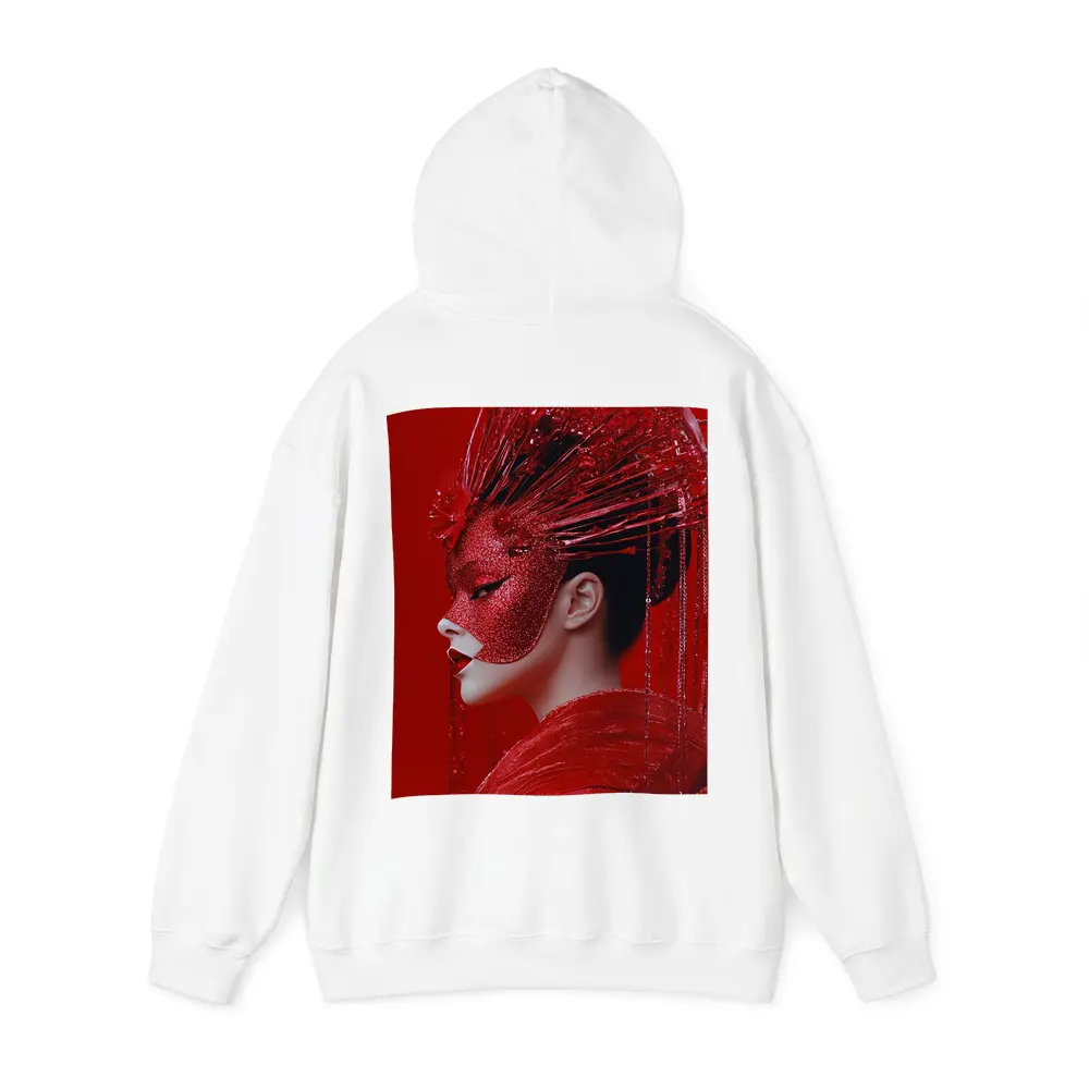 Red Glitter Mask Woman Art Portrait – Hoodies