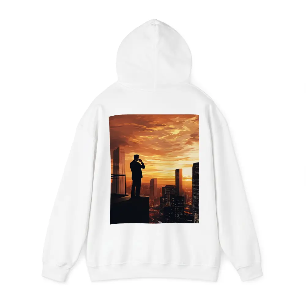 Businessman Silhouette City Skyline Sunset Art – Hoodies