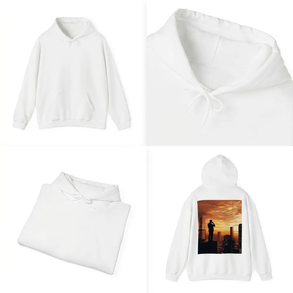 Businessman Silhouette City Skyline Sunset Art – Hoodies